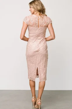 New Baltic Born Oriana Embossed Shimmer Midi Dress | Nude Blush