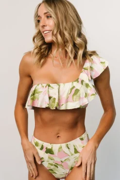 Clearance Baltic Born Palma Ruffle Bikini Top | Green + Pink