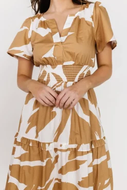New Baltic Born Palmer Tiered Maxi Dress | Camel + White