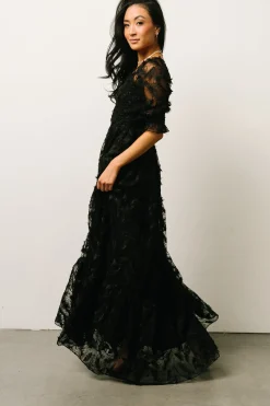 Fashion Baltic Born Paloma Smocked Feather Maxi Dress | Black