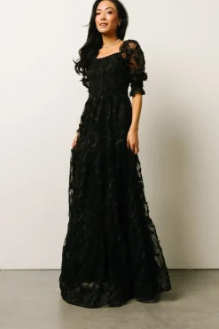 Fashion Baltic Born Paloma Smocked Feather Maxi Dress | Black