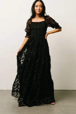 Fashion Baltic Born Paloma Smocked Feather Maxi Dress | Black