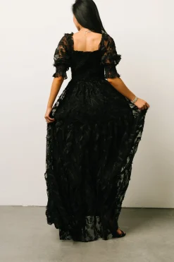 Fashion Baltic Born Paloma Smocked Feather Maxi Dress | Black