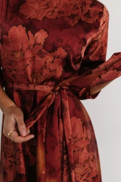 Outlet Baltic Born Paula Satin Maxi Dress | Terracotta Floral