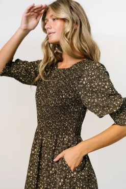 New Baltic Born Pele Tiered Midi Dress | Black Floral