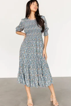 Discount Baltic Born Pele Tiered Midi Dress | Vintage Blue Floral