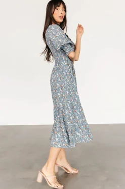 Discount Baltic Born Pele Tiered Midi Dress | Vintage Blue Floral
