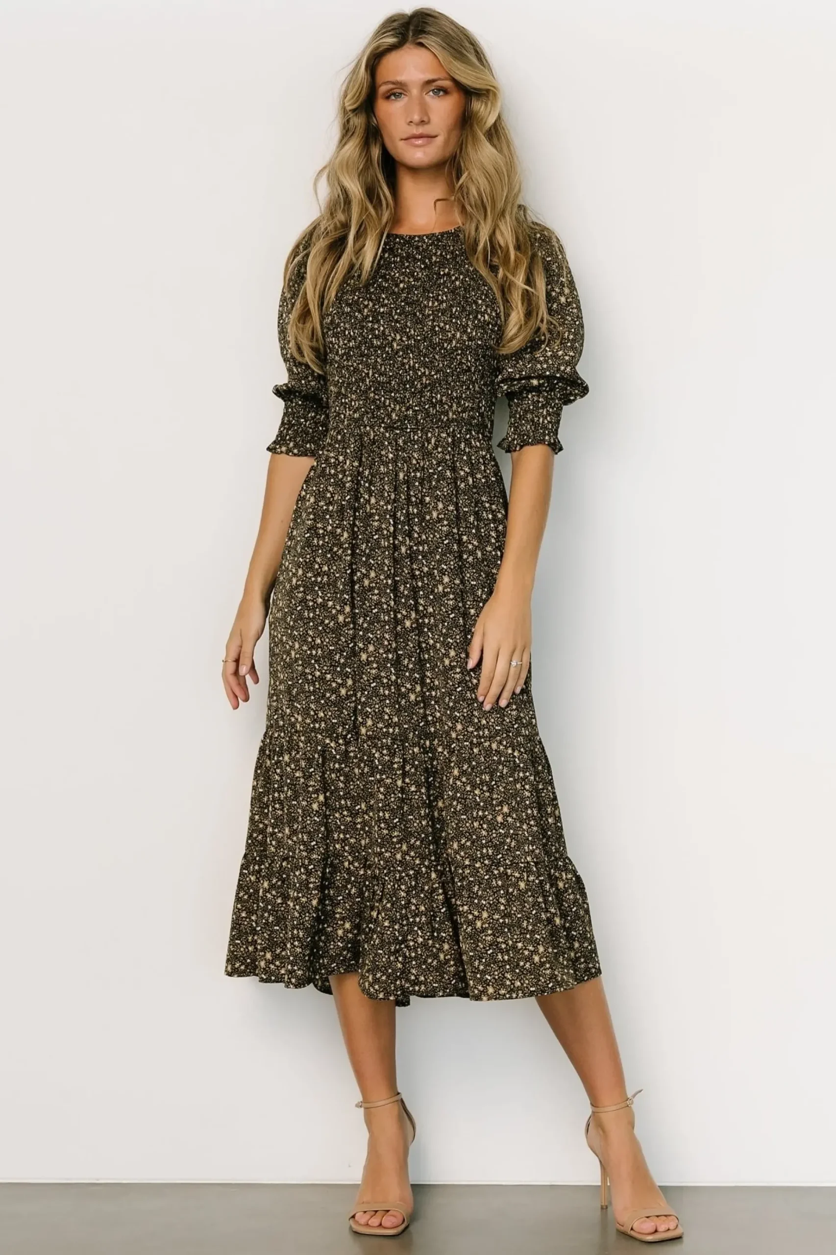 Discount Baltic Born Pele Tiered Midi Dress | Vintage Blue Floral