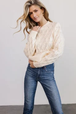 Clearance Baltic Born Perle Eyelet Scallop Sweater | Cream
