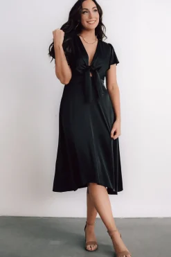 New Baltic Born Poppy Satin Midi Dress | Black