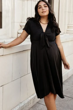 New Baltic Born Poppy Satin Midi Dress | Black