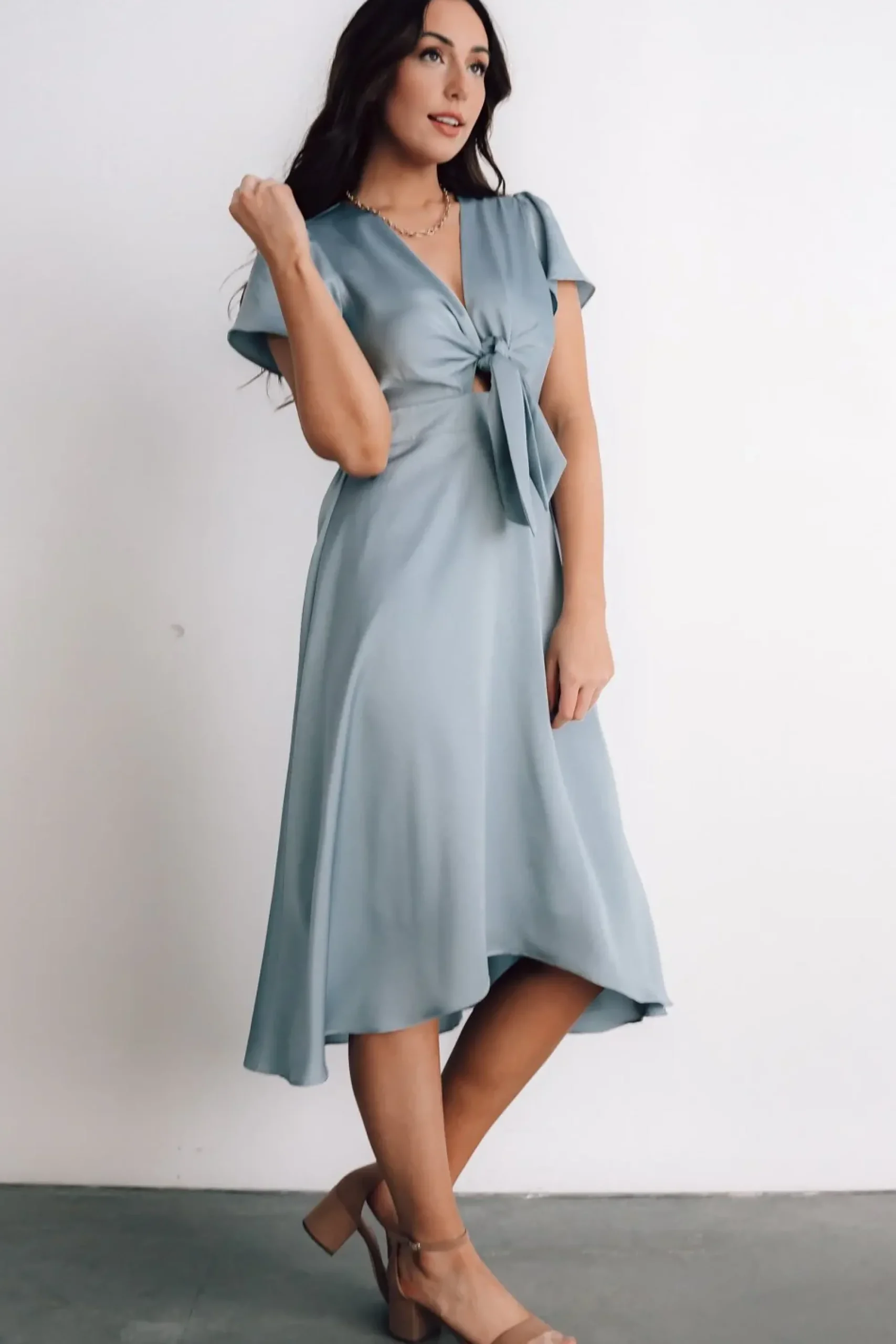 Online Baltic Born Poppy Satin Midi Dress | Light Blue