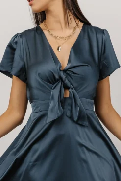 Clearance Baltic Born Poppy Satin Midi Dress | Midnight Blue