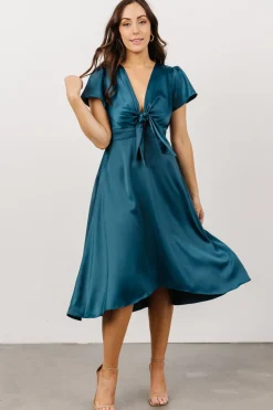 New Baltic Born Poppy Satin Midi Dress | Persian Blue