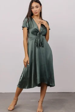 Outlet Baltic Born Poppy Satin Midi Dress | Winter Green