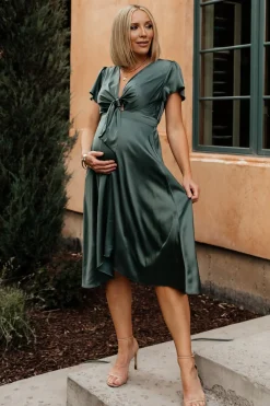 Outlet Baltic Born Poppy Satin Midi Dress | Winter Green