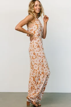Outlet Baltic Born Porto Tie Jumpsuit | Camel Floral
