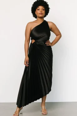 Discount Baltic Born Presley One Shoulder Pleated Dress | Black