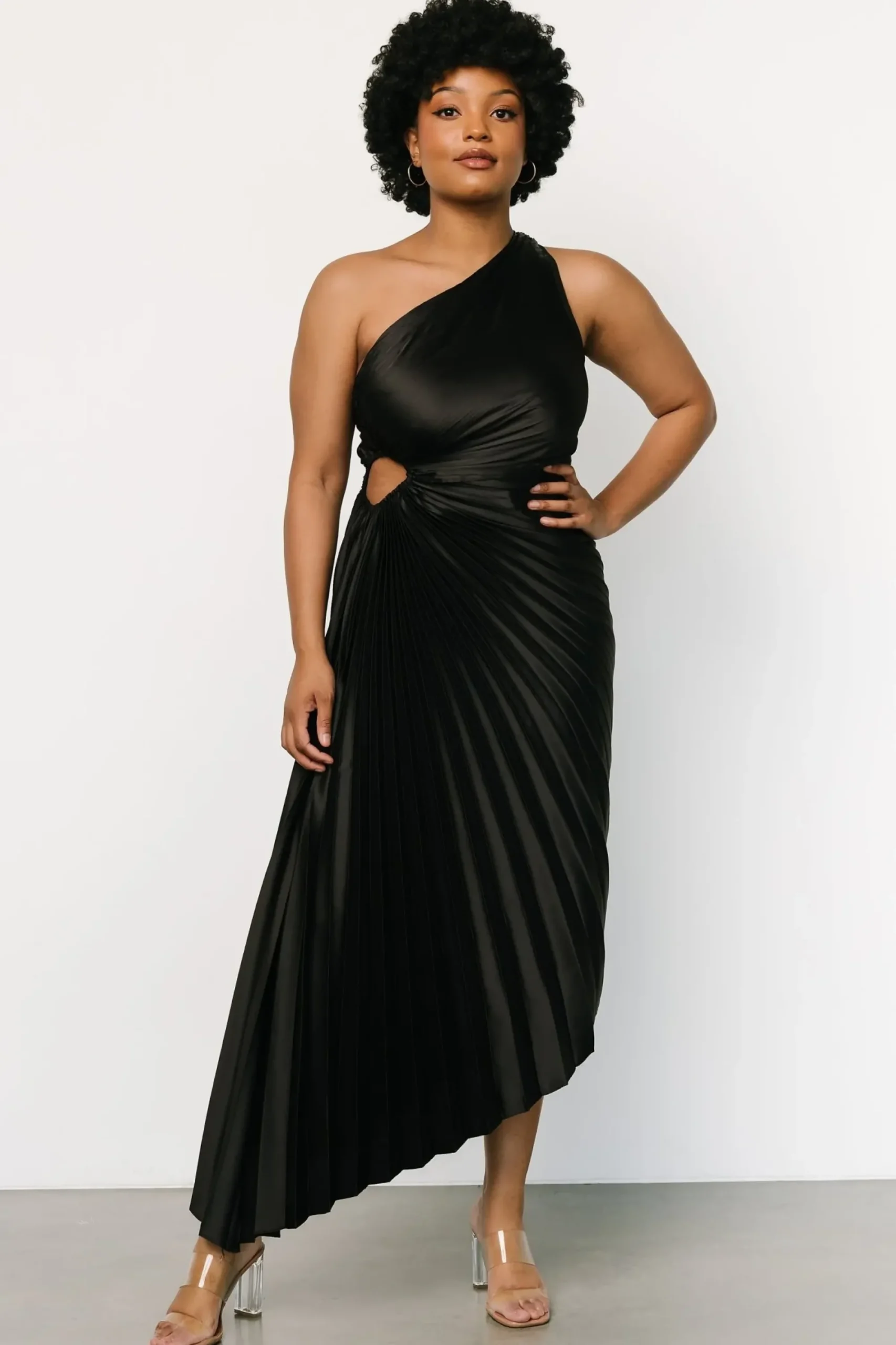 Discount Baltic Born Presley One Shoulder Pleated Dress | Black
