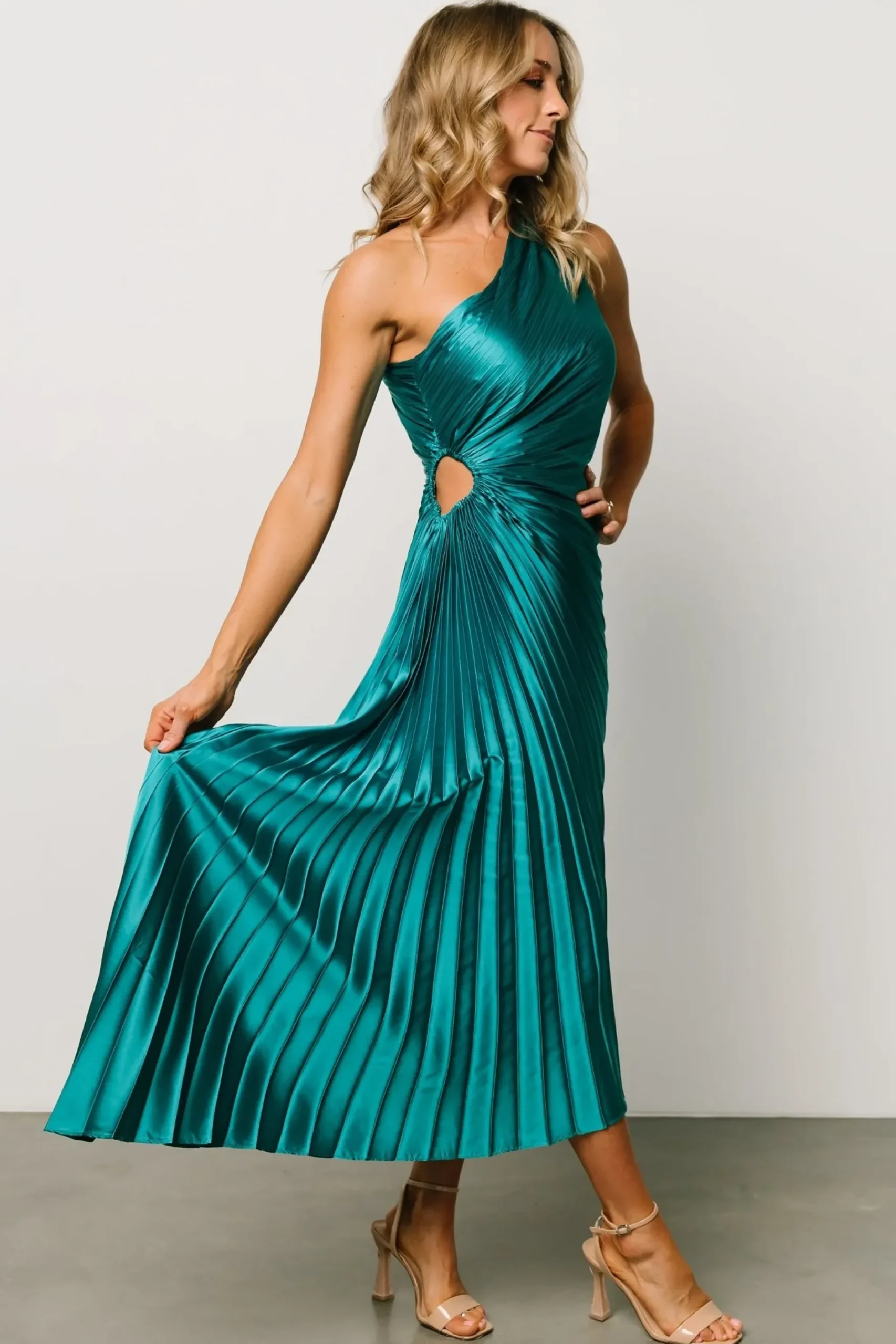 Fashion Baltic Born Presley One Shoulder Pleated Dress | Green