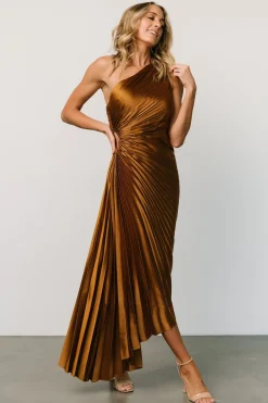 Fashion Baltic Born Presley One Shoulder Pleated Dress | Bronze