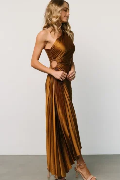 Fashion Baltic Born Presley One Shoulder Pleated Dress | Bronze