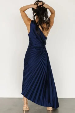 Best Baltic Born Presley One Shoulder Pleated Dress | Midnight Blue
