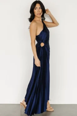 Best Baltic Born Presley One Shoulder Pleated Dress | Midnight Blue
