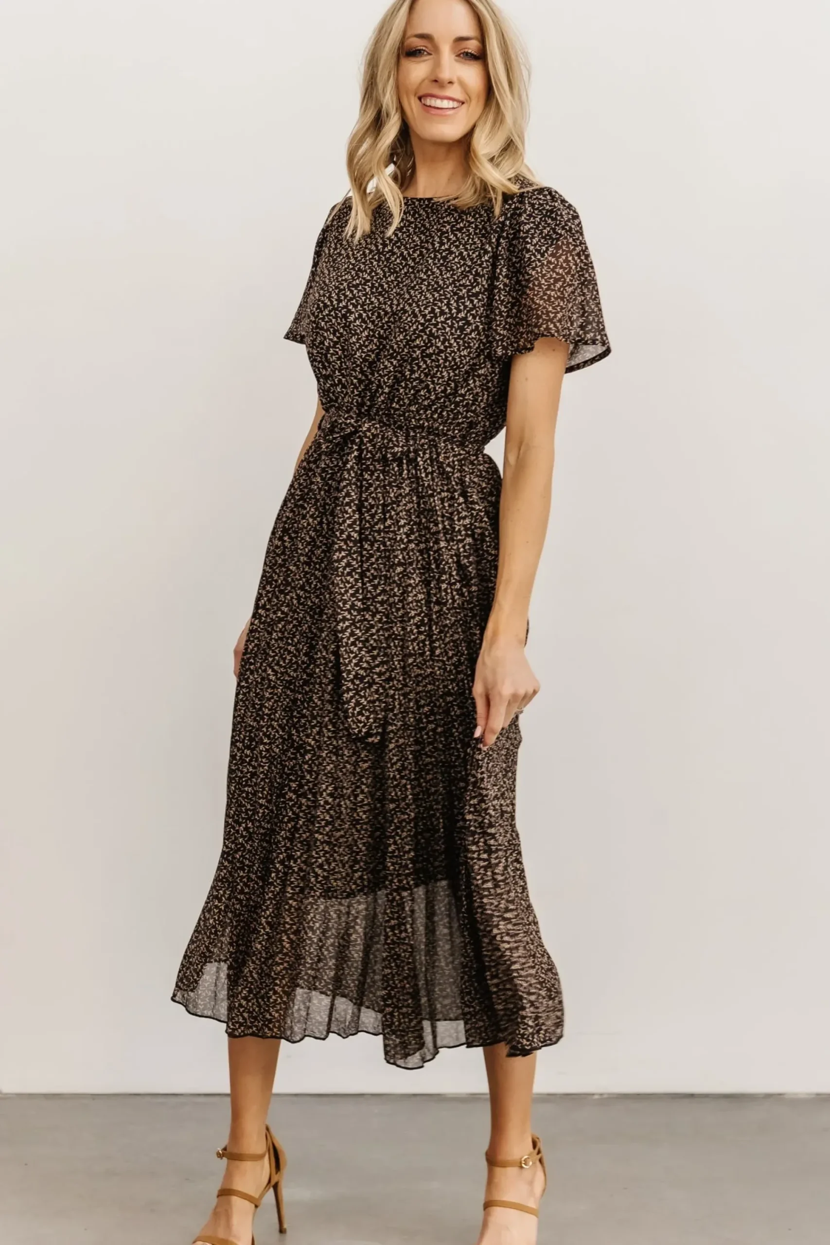 New Baltic Born Prim Pleated Dress | Black Print