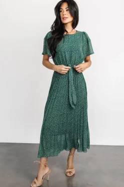 Clearance Baltic Born Prim Pleated Dress | Green Print