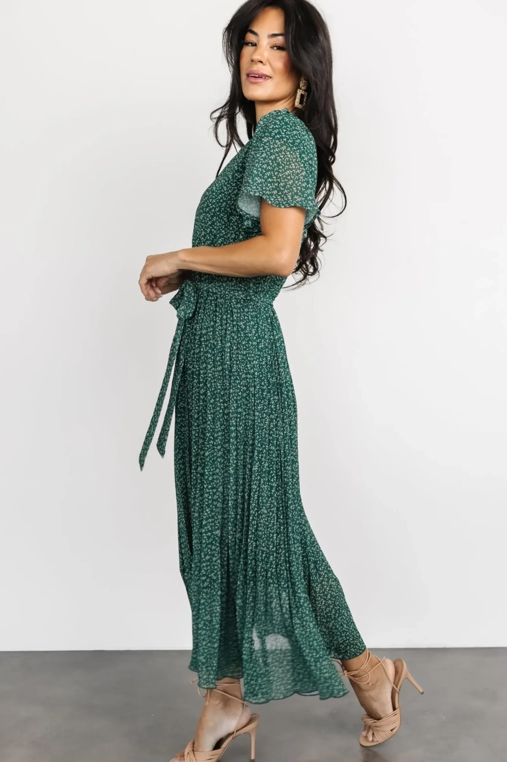 Clearance Baltic Born Prim Pleated Dress | Green Print