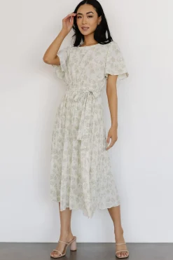 Discount Baltic Born Prim Pleated Dress | Vintage Olive Print