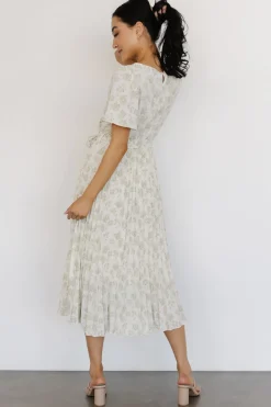 Discount Baltic Born Prim Pleated Dress | Vintage Olive Print