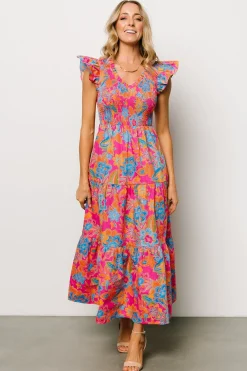 Clearance Baltic Born Ranchero Smocked Maxi Dress | Pink Multi