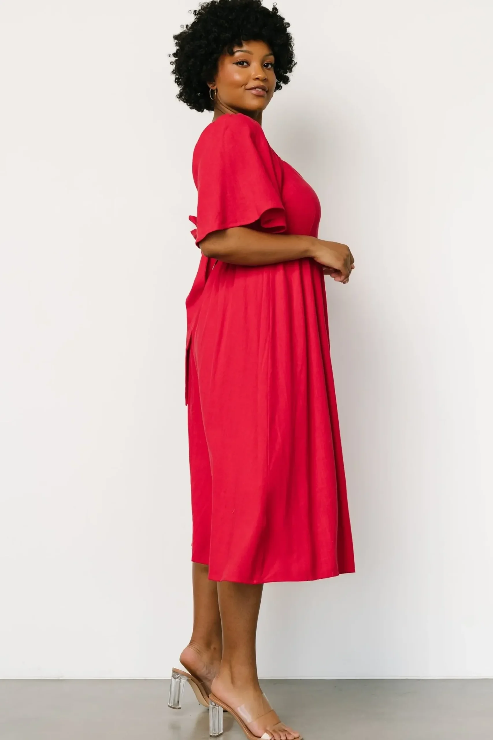 Discount Baltic Born Raquel Back Tie Midi Dress | Red