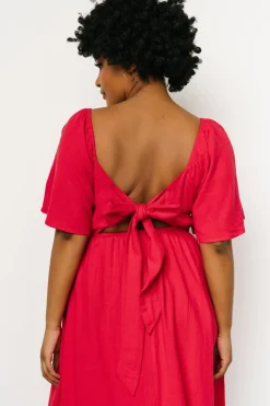 Discount Baltic Born Raquel Back Tie Midi Dress | Red