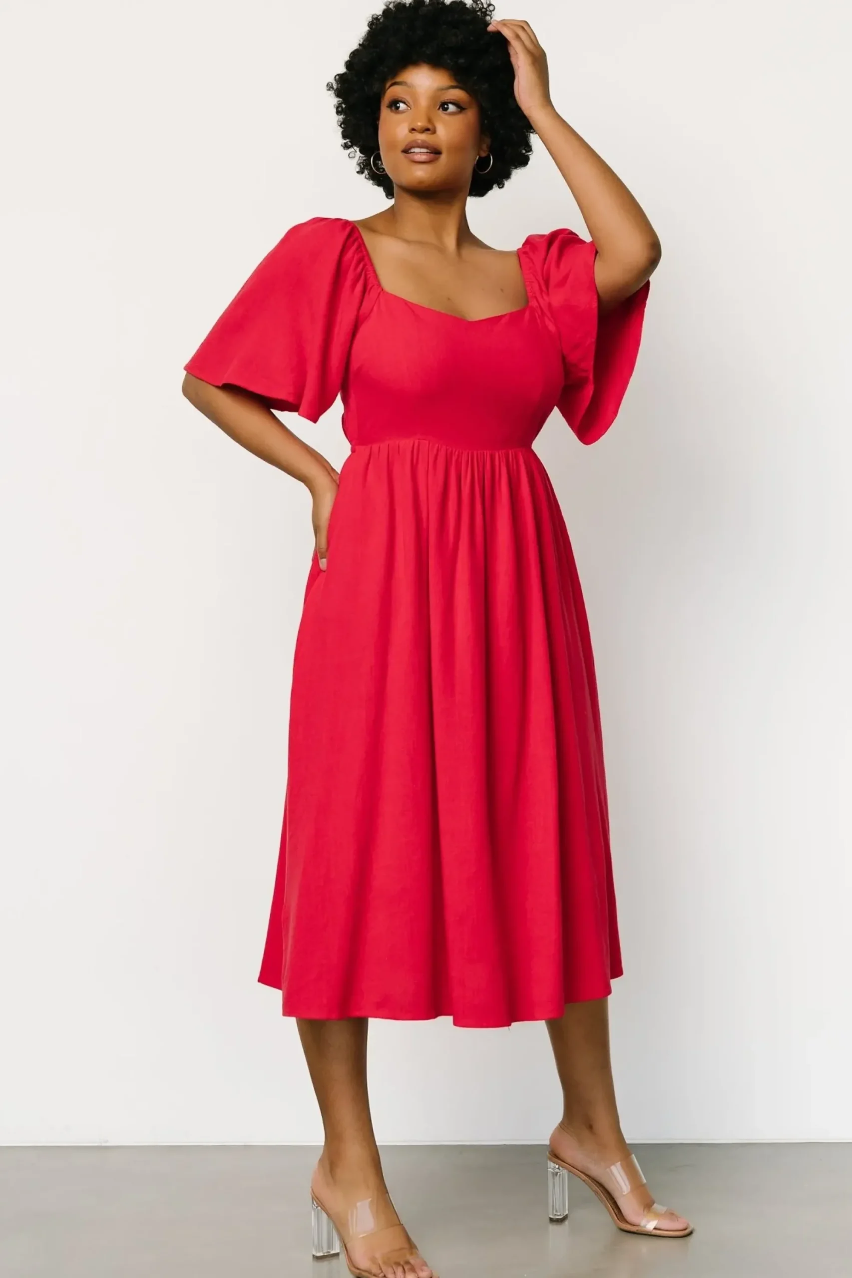 Discount Baltic Born Raquel Back Tie Midi Dress | Red