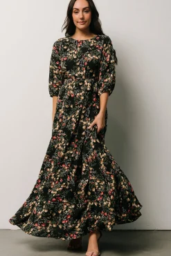New Baltic Born Rebecca Maxi Dress | Black Pomegranate Print