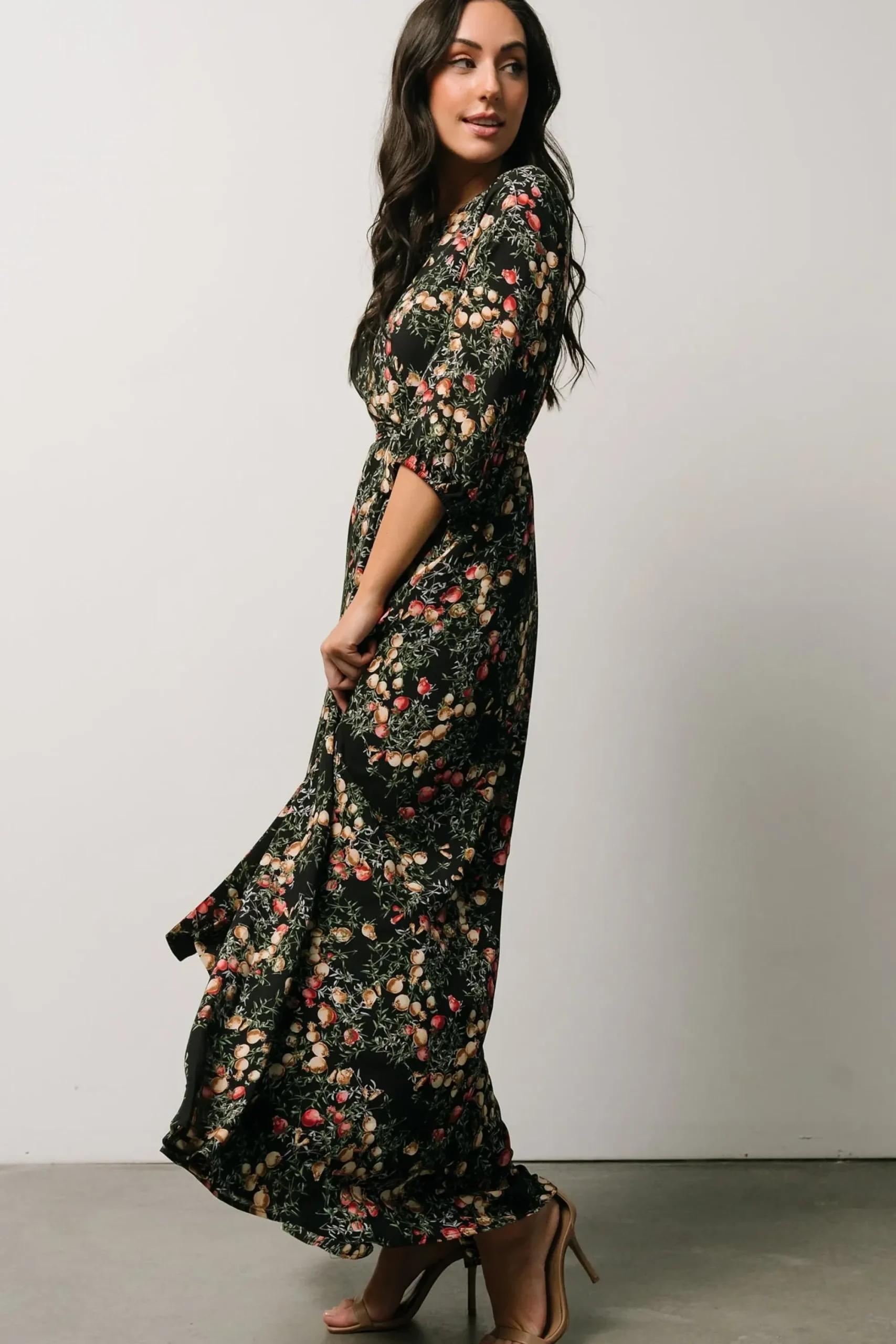 New Baltic Born Rebecca Maxi Dress | Black Pomegranate Print