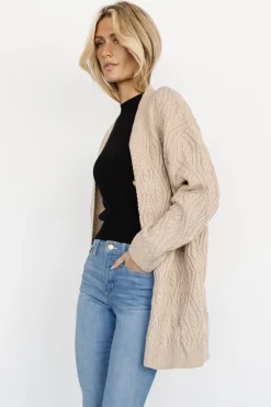 New Baltic Born Richey Cable Knit Cardigan | Taupe