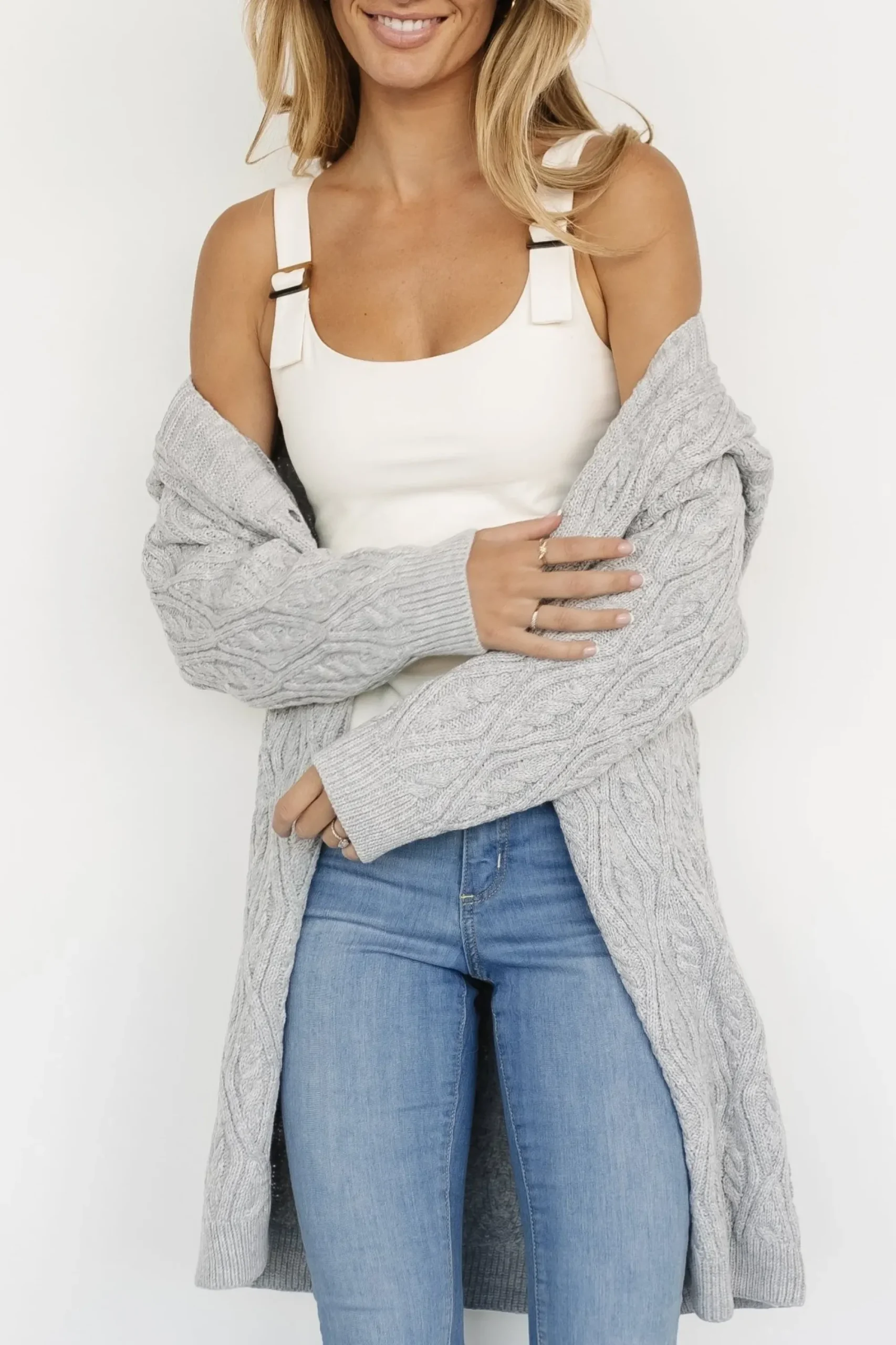 Hot Baltic Born Richey Cable Knit Cardigan | Gray