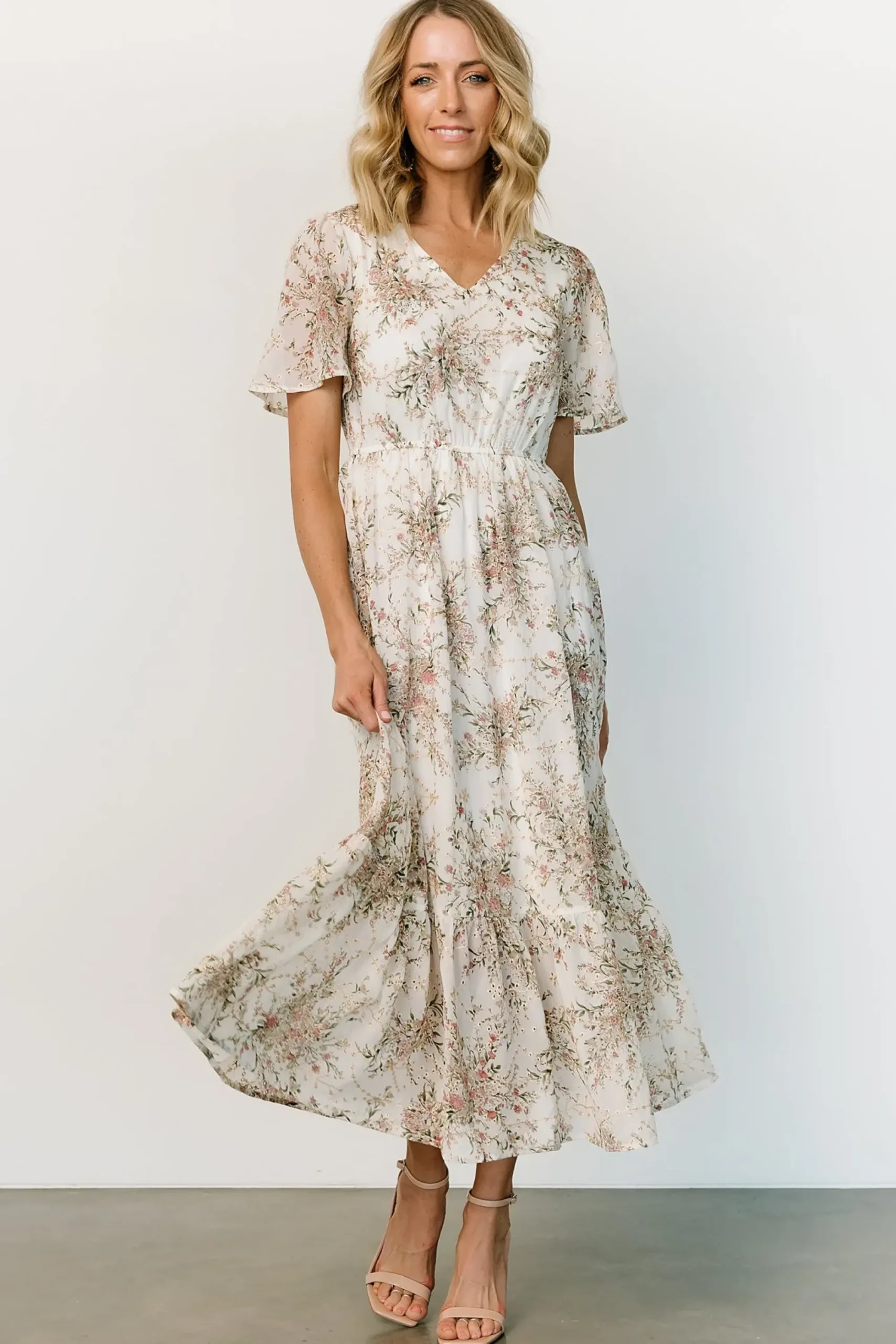 Outlet Baltic Born Roanoke Embossed Midi Dress | White Floral