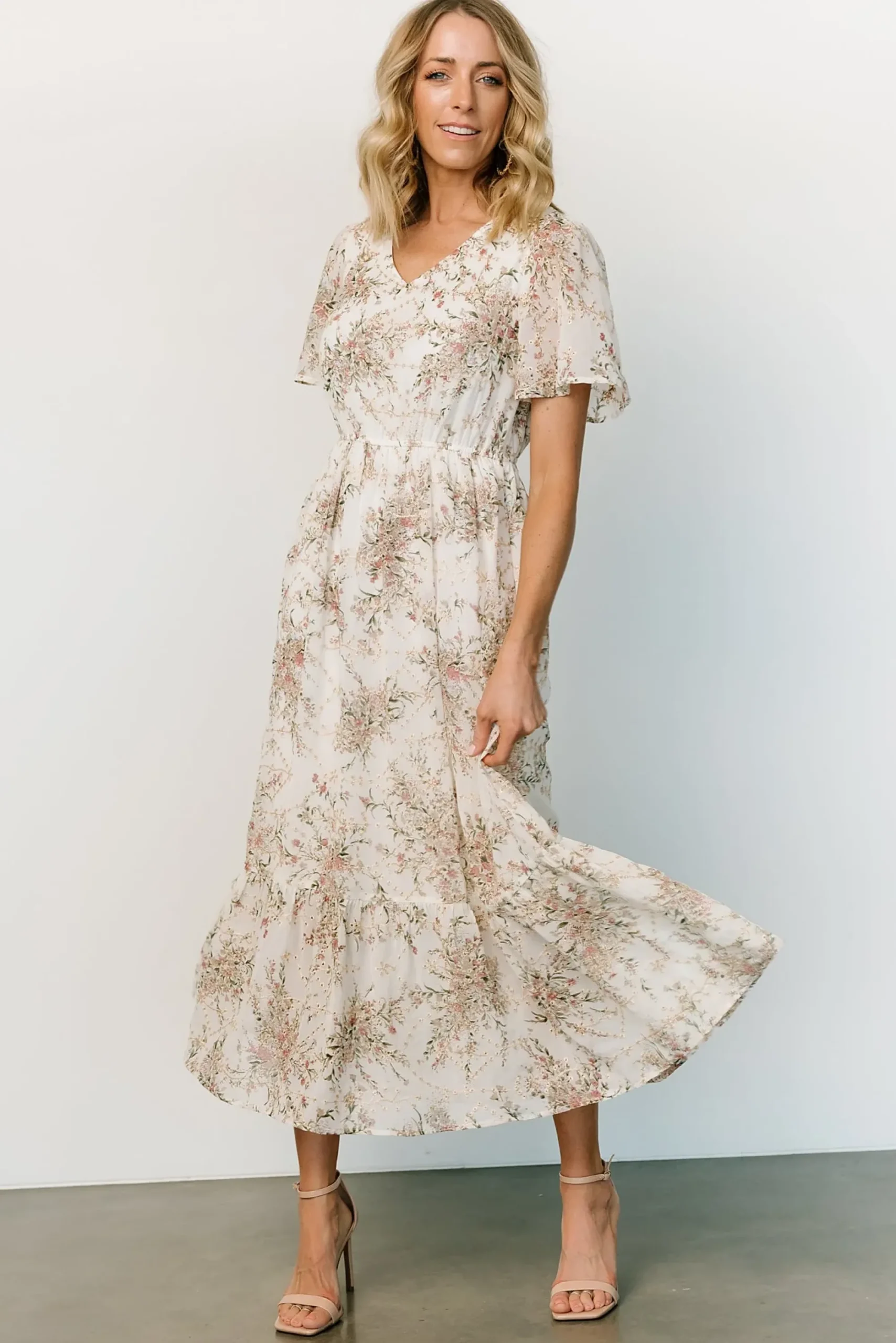 Outlet Baltic Born Roanoke Embossed Midi Dress | White Floral