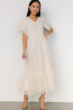 Sale Baltic Born Roanoke Embossed Midi Dress | Vintage Cream