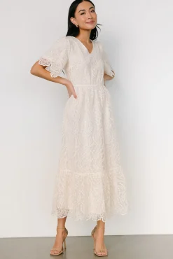 Sale Baltic Born Roanoke Embossed Midi Dress | Vintage Cream