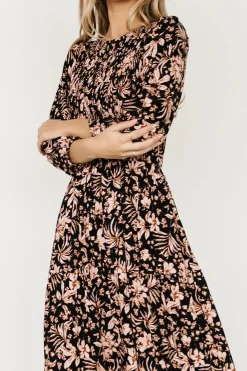 Clearance Baltic Born Rochelle Smocked Midi Dress | Black Multi Floral