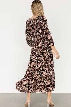 Clearance Baltic Born Rochelle Smocked Midi Dress | Black Multi Floral