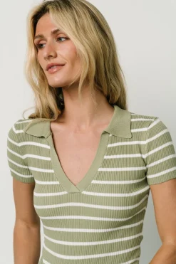 Clearance Baltic Born Ryan Ribbed Knit Top | Olive Stripe