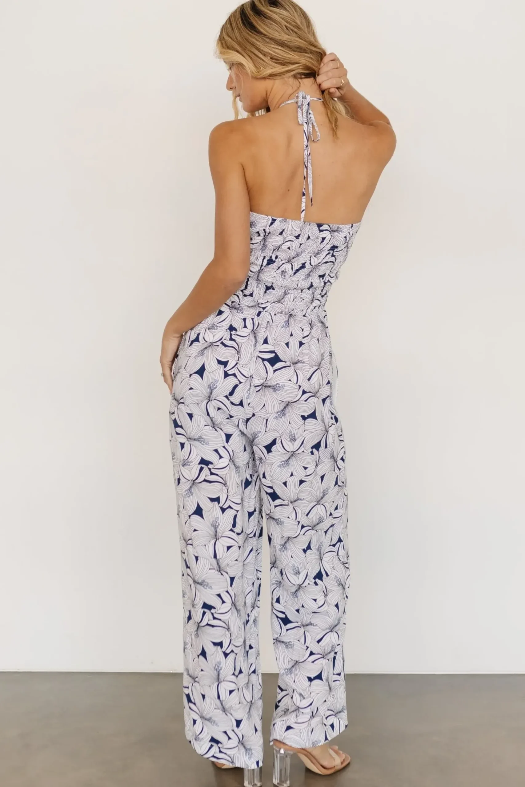 Hot Baltic Born Santa Ana Halter Jumpsuit | Navy + White