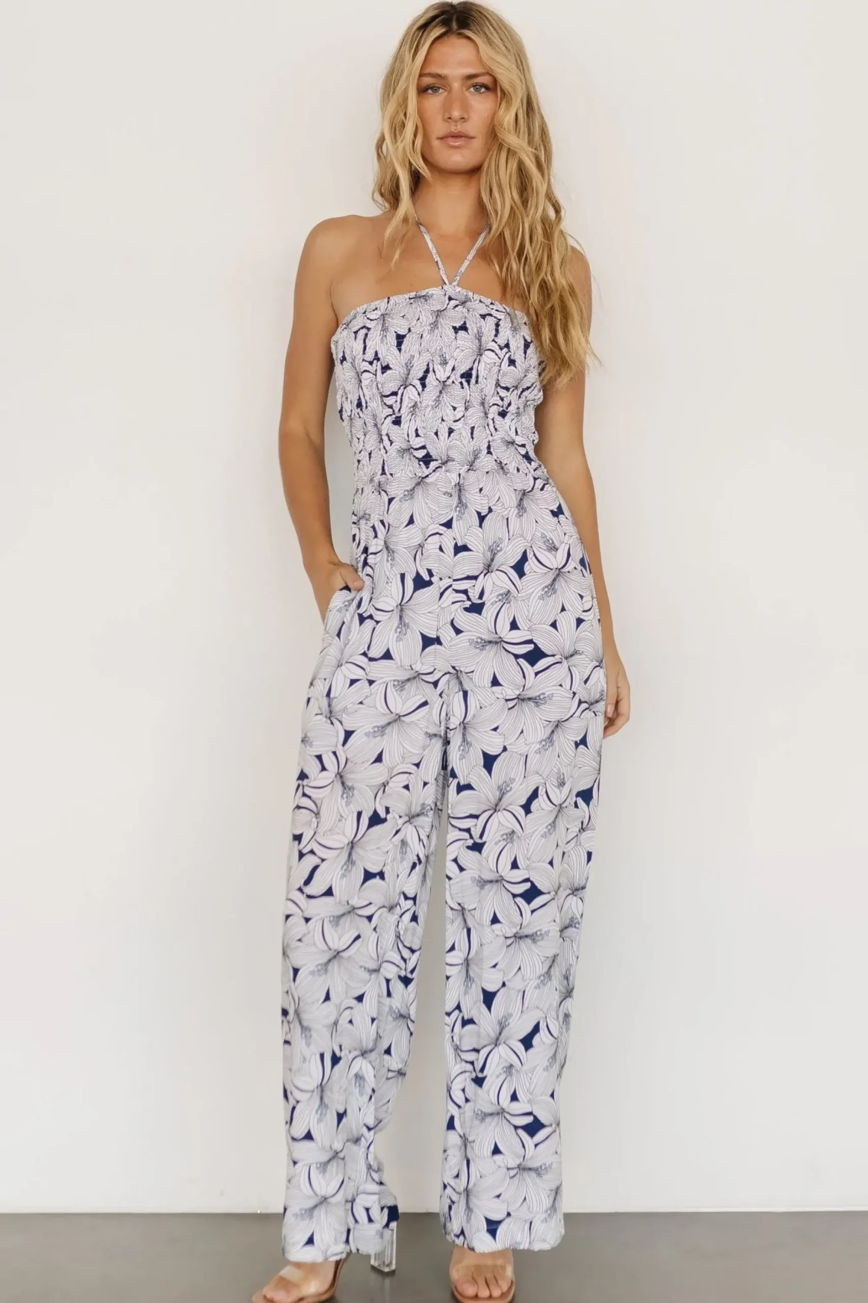 Hot Baltic Born Santa Ana Halter Jumpsuit | Navy + White